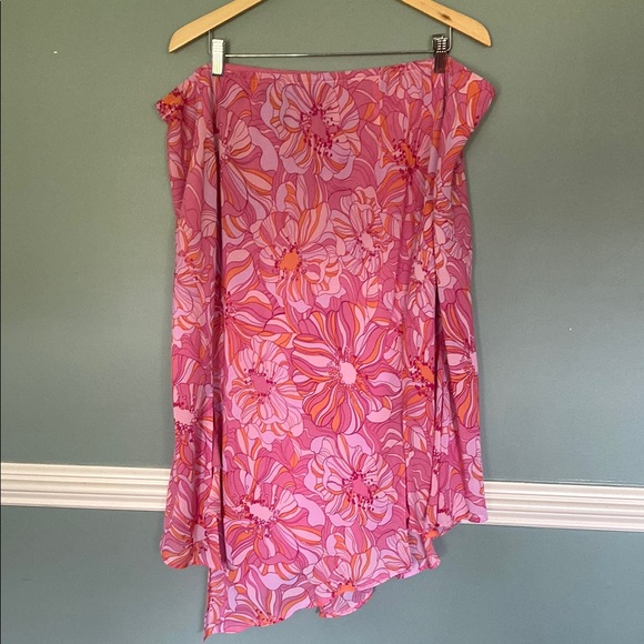 Lane Bryant Y2K style  Handkerchief Hem Skirt Sz 22/24 Multicolor Floral Pull On - Picture 5 of 6